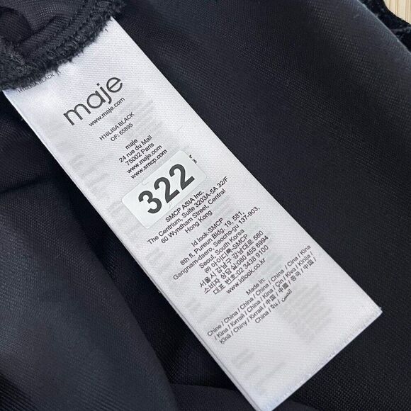 Maje Size 1 Black Velvet Sleeveless Top Lace Lisa Slip Camisole Faux Leather - Picture 10 of 12